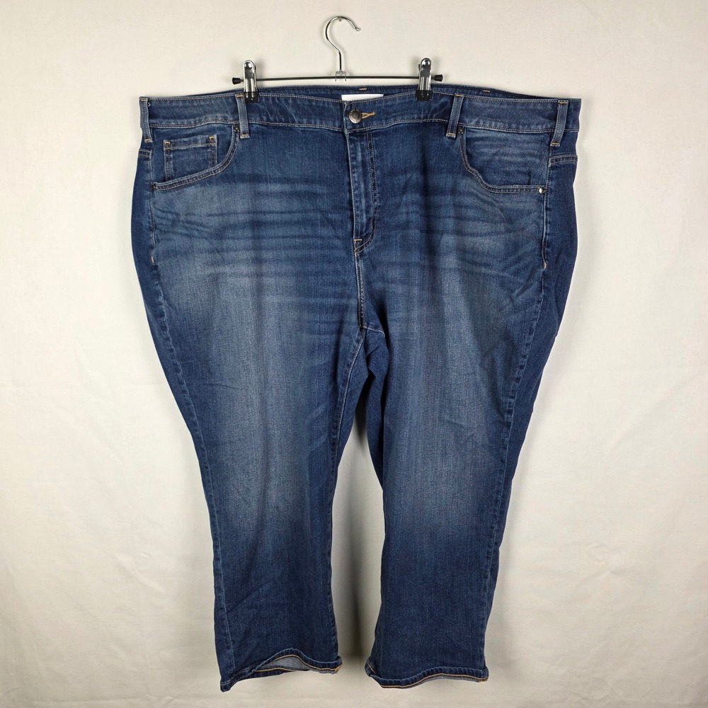 Lane Bryant Mid-Rise Girlfriend Crop Jeans Dark Wash Flex Magic Waistband Sz 26W